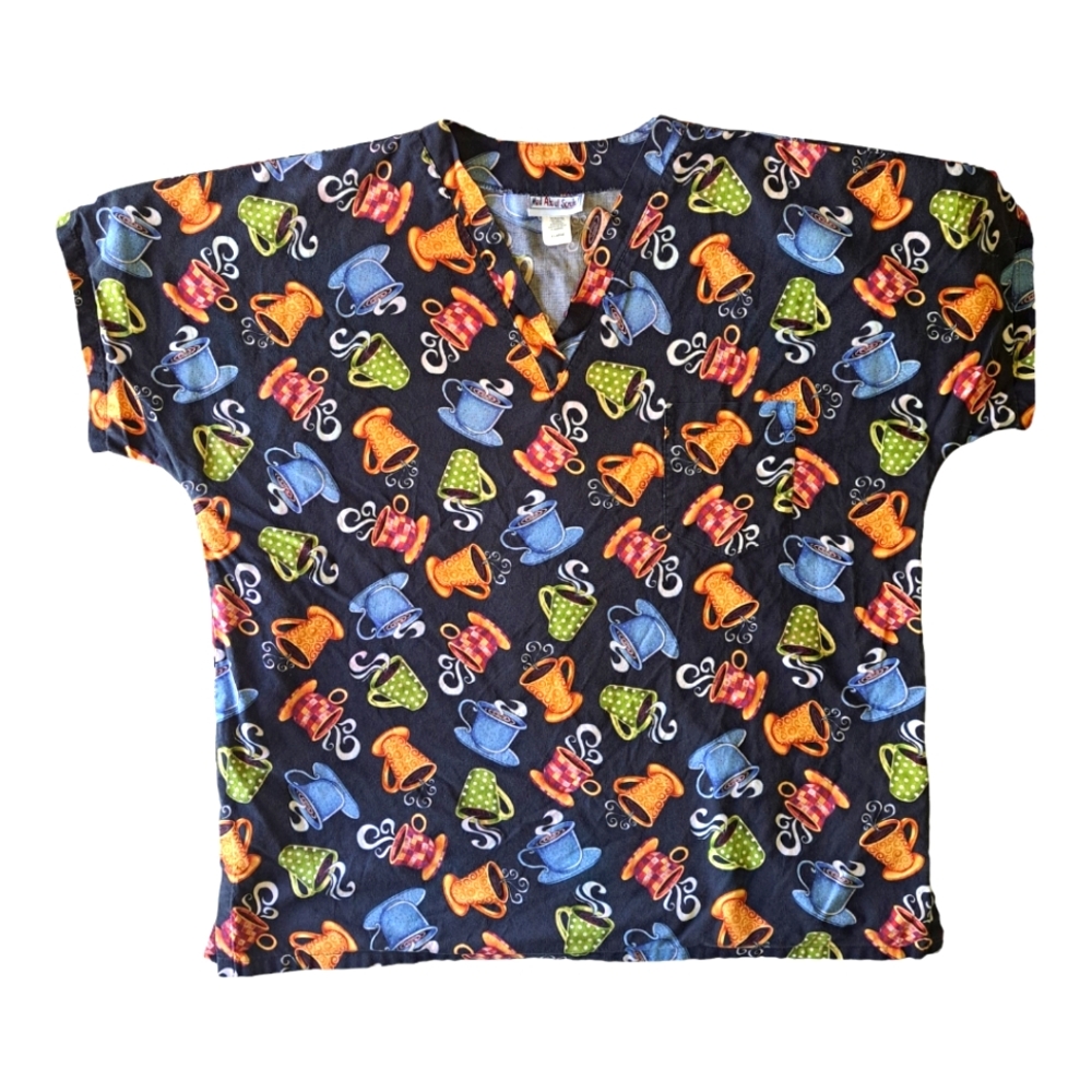 Mad About Scrubs Top Coffee Themed